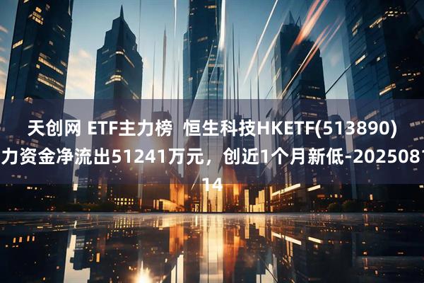 天创网 ETF主力榜 恒生科技HKETF(513890)主力资金净流出51241万元,创近1个月新低-20250814