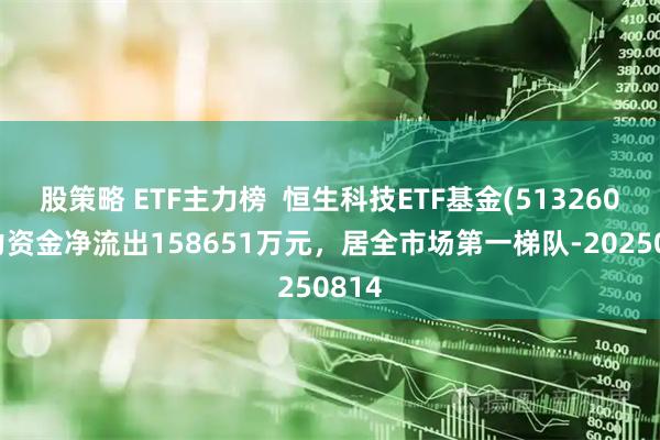 股策略 ETF主力榜  恒生科技ETF基金(513260)主力资金净流出158651万元，居全市场第一梯队-20250814
