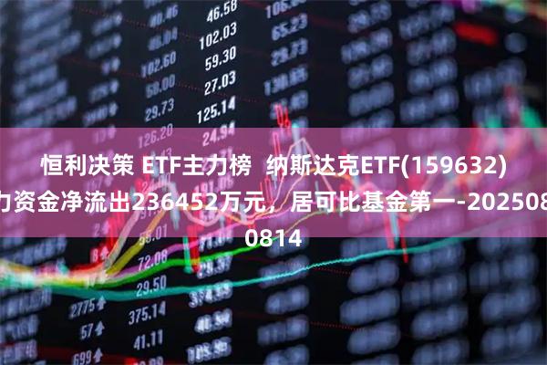 恒利决策 ETF主力榜  纳斯达克ETF(159632)主力资金净流出236452万元，居可比基金第一-20250814